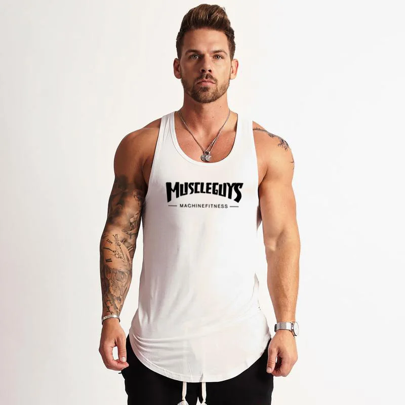 

2023 NEW Summer GYM Vest Sport Tank Tops Men Cotton Running Vest Sleeveless Sport T Shirt Fitness Top Bodybuilding men Tank Tops