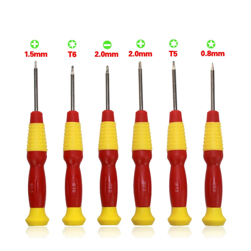 6pcs Multi-function Apple Mobile Phone Repair Disassemble Tool Manual Cross Phillips Sollted Star Pentalobe Torx Screwdriver kit