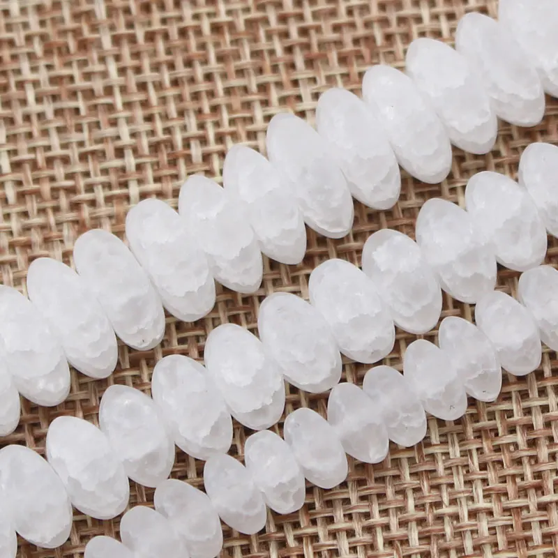 Wholesale Frost Crackle Clear QuartzRondelle Beads 15