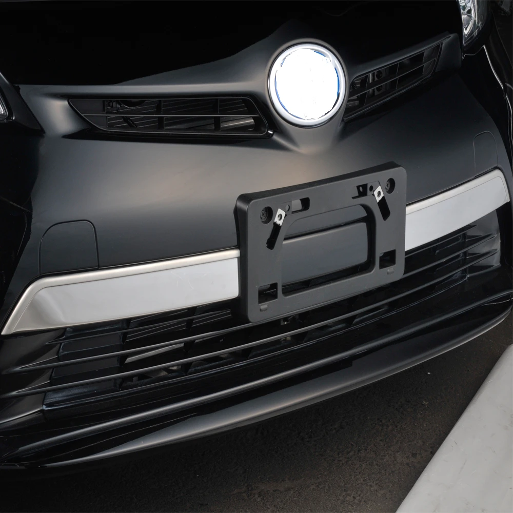2pcs Stainless Steel Front NO. Plate Molding Trim For Toyota Prius ZVW30 2012-2015 Car Styling Accessories For Prius 30