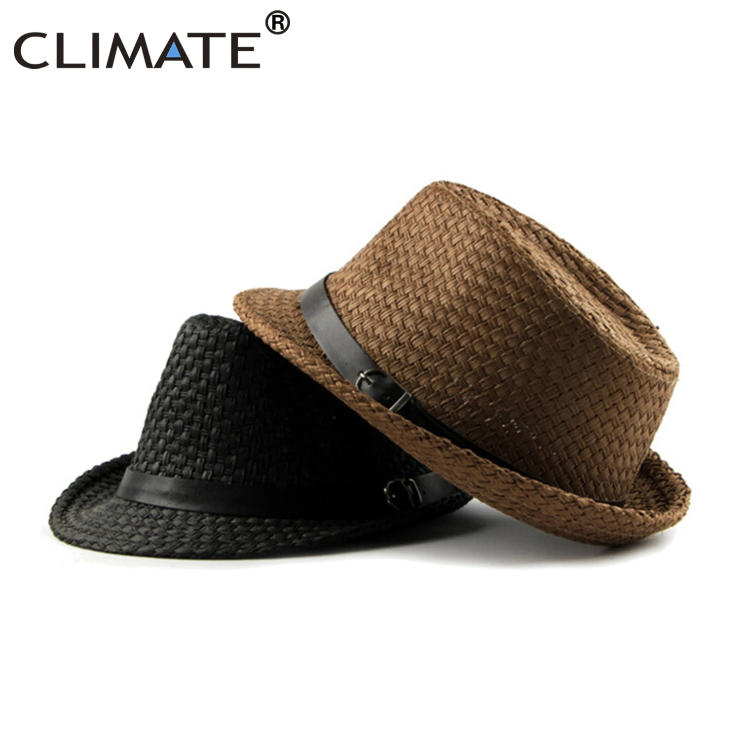 CLIMATE Summer Straw Hat Men Cool Straw Fedora Paper Straw Hats for Man Solid Paper Cool Fedoras Cap Summer Fedora Men Hat Cap