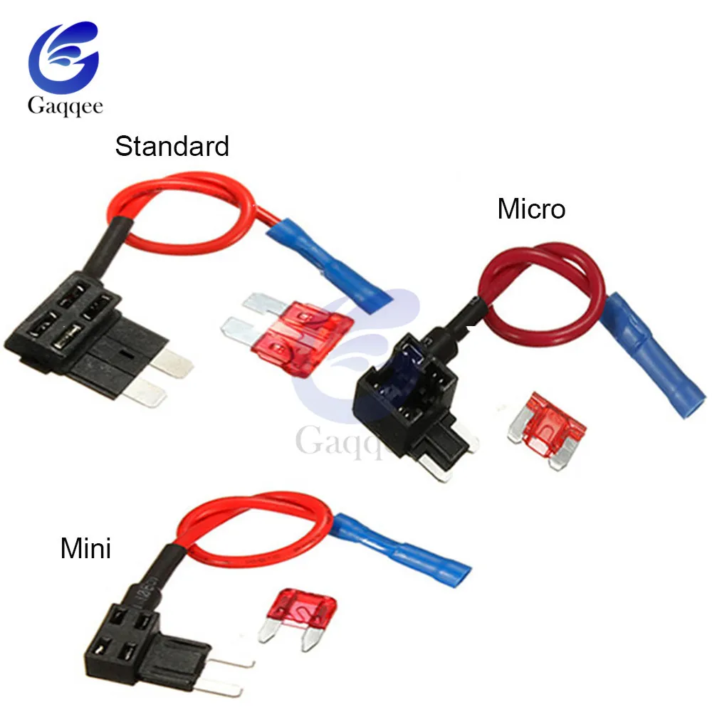 12V Mini Micro Standard Car Fuse Holder Add-a-circuit Piggy Back Fuse TAP Adapter ATM APM  Blade Auto Fuse w/ 10A Blade Car Fuse