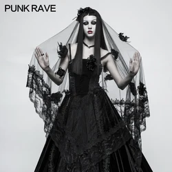 Punk Rave Gothic Flowers Diaphanous Gorgeous Black Lace Veil Victorian Scarf Fashion S224