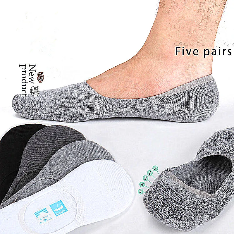 Towel Socks Male Sweat Absorbing Socks Invisible Shallow Mouth Thick Anti-odor 100% Cotton Moccasins Silica gel