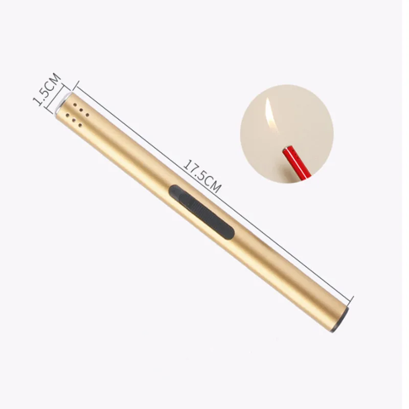 1 PCS  Long Cigarette Lighter Butane Gas Lighter Refillable Jet Cigar Metal Lighter Kitchen Igniter For Candle Wicks & Campfire