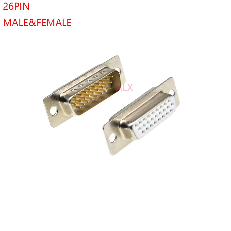 1PCS 3U Gold Plated Solid Pin HDD26 MALE FEMALE CONNECTOR Solder Type D-Sub 26pin serial port Adapter 26 pin 26P HDB26