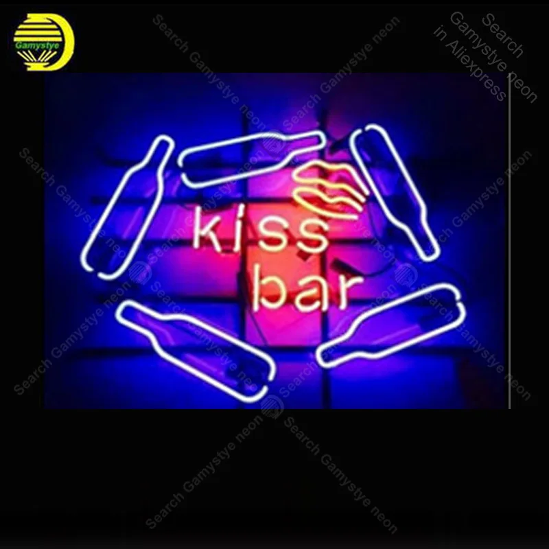 

NEON SIGN For Kiss Bar Bottles letrero custom luces neon light lampara neon signs for sale vintage neon light for wall custom