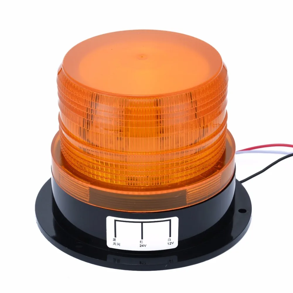12V-24V Car LED Flashing Strobe Beacon Emergency Warning Alarm Flash Light Lamp Amber Common Car Truck Auto(no sound)