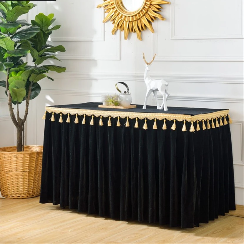 Luxury velvet table skirt  hotel flannel tablecloth tablecloth  wedding party banquet decoration