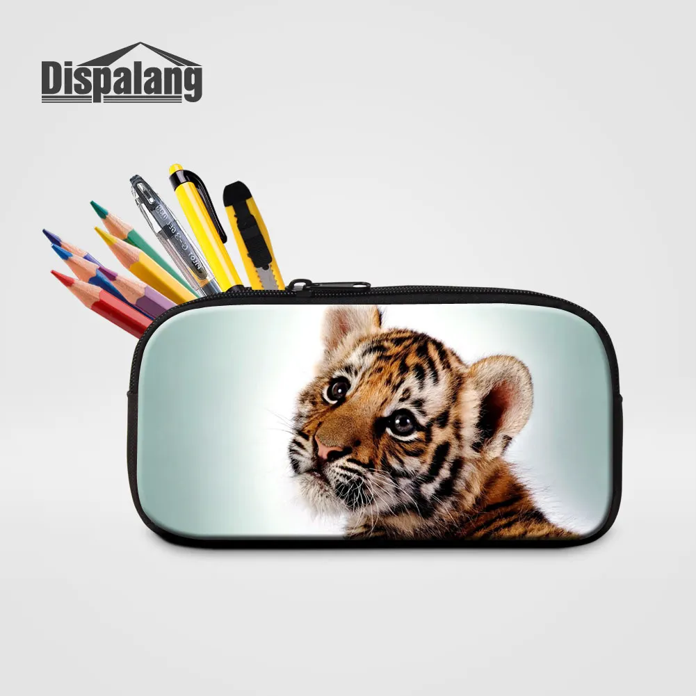 Women Fashion Cosmetic Bags Tiger Horse Wolf Printed Pencil Case For Little Boys Animals New Pen Bag School Stationery Wholesale