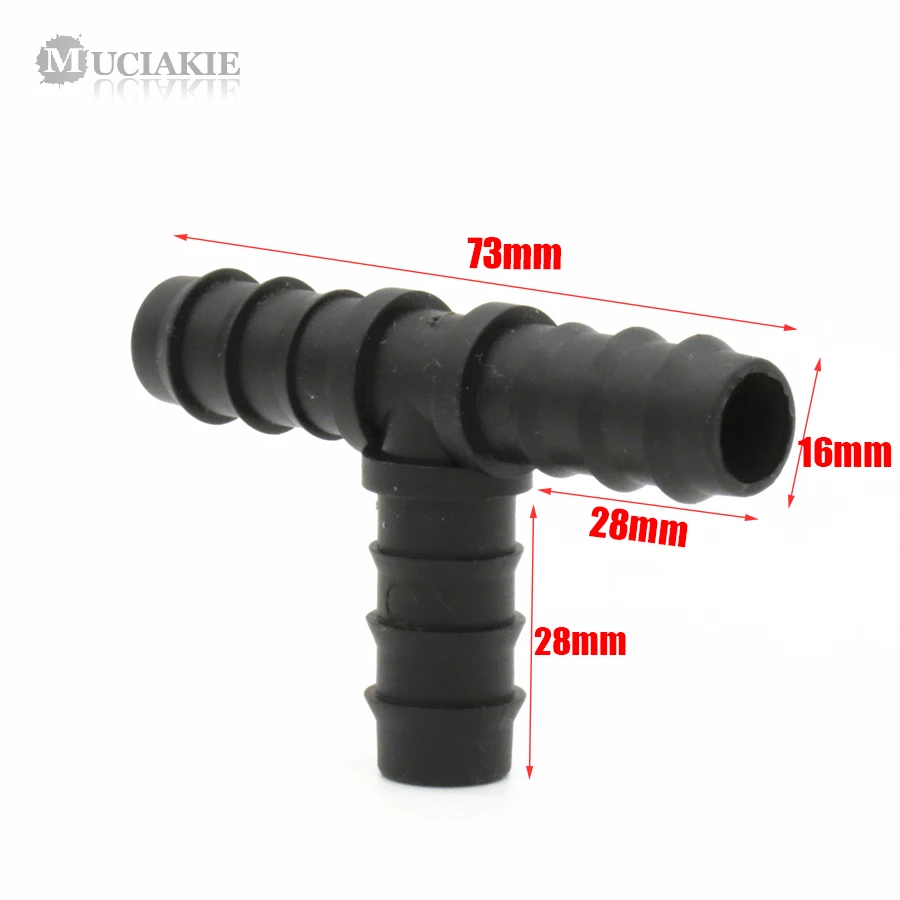 MUCIAKIE 100PCS DN16 Barbed PE Water Pipe Tee Connector Garden Irrigation Coupling Adaptor Hose Water Pipe Joint Watering Parts