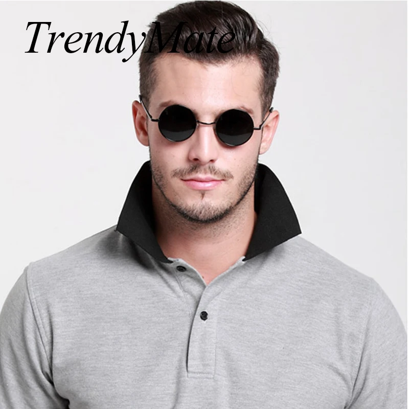 High Quality Vintage Polarized Sunglasses Men Round Metal Steampunk Brand Designer Sun GLsses Alloy Metal Gafas De Sol 171M