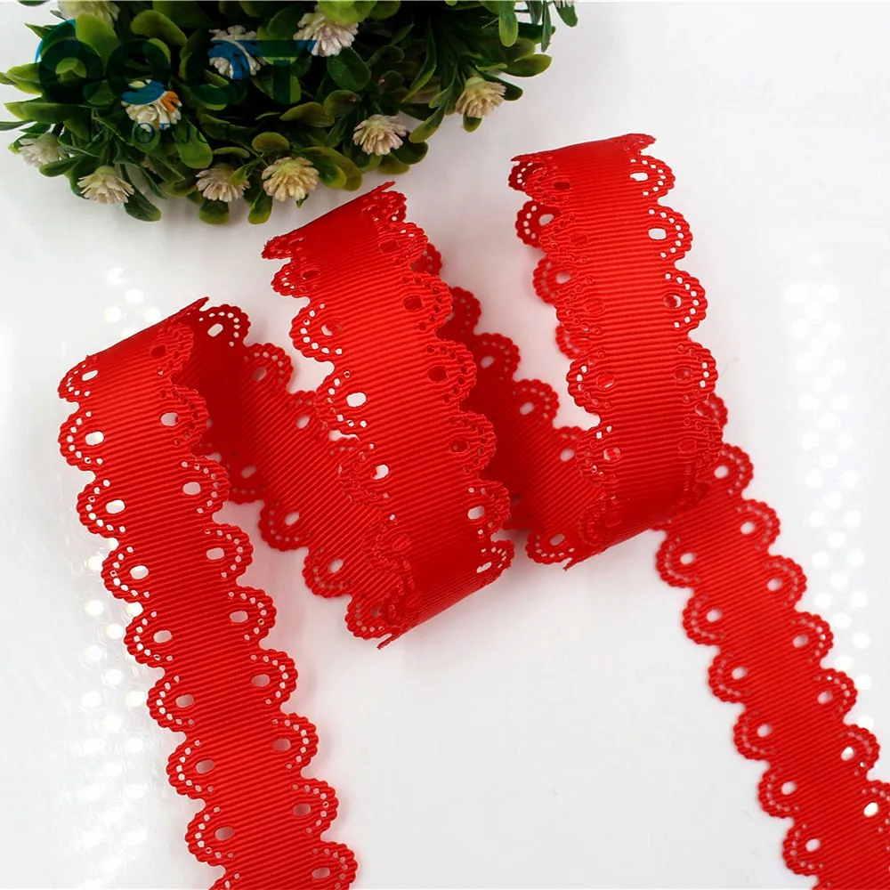 OOOT BAORJCT 177031  hot sale 25mm hollow Flowers solid Grosgrain Ribbon, DIY handmade materials,Clothing accessories
