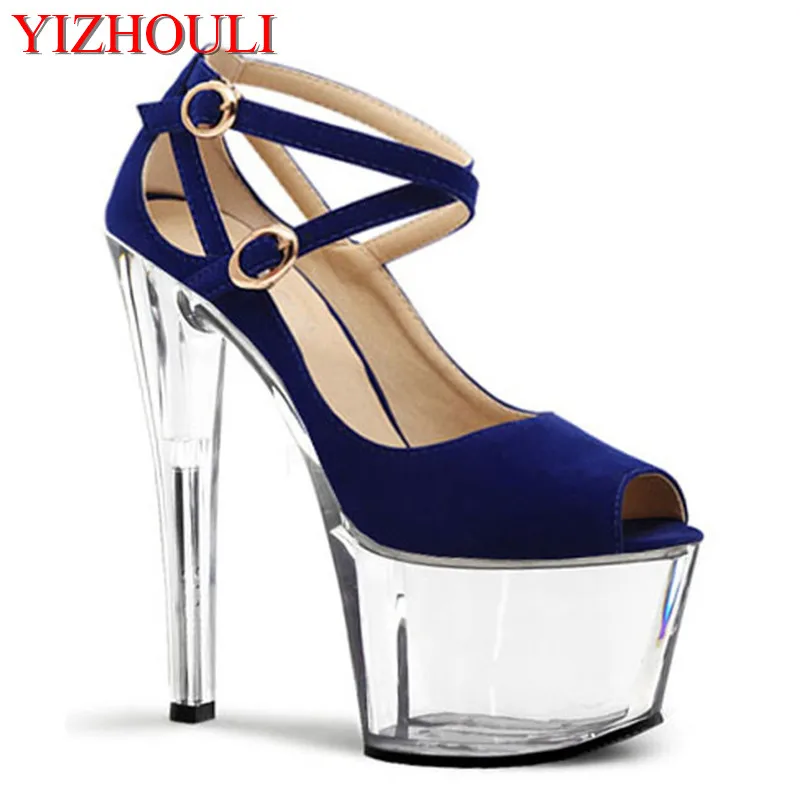 17cm Suede high-heeled shoes, women's high heels and new sexy size, big and fine with banquet, dancing shoes