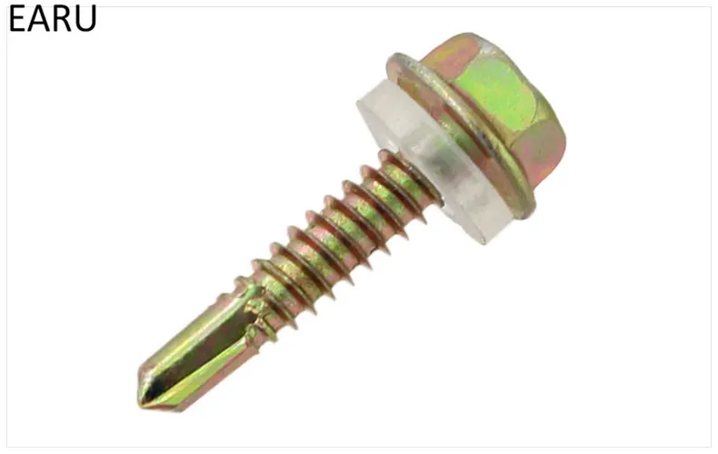 40PCS M5.2 External hex Drill tail self-drilling screw colored steel tile with gasket forge iron screw bolt