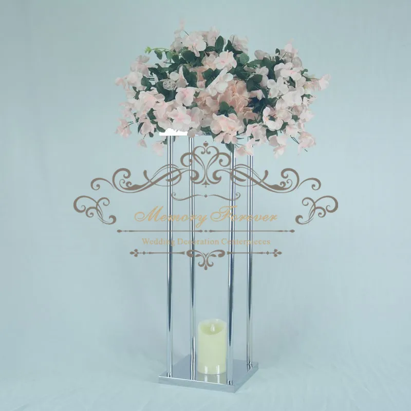 

10PCS Display Flower Stand Event Party Road Lead Table Centerpieces Metal Gold Silver Stand Pillar For Wedding