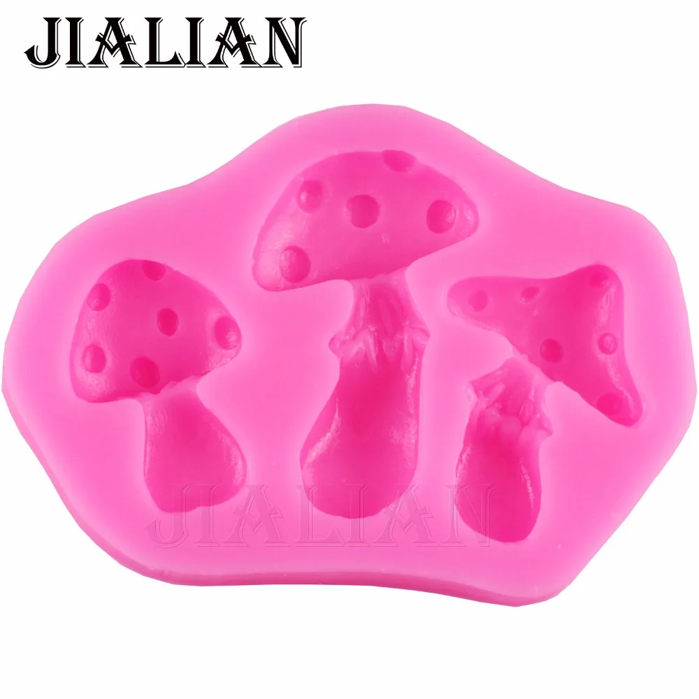 3 Holes Mushroom Shaped Silicone Molds for Cake Decoration tools Mould Fondant chocolate sugar art displays T0655