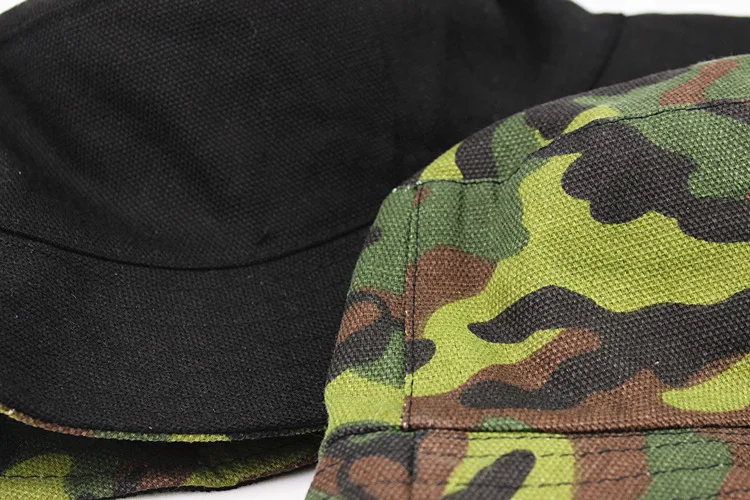 Custom Reversible Bucket Hat Camo Fishing Summer Cap Canvas Outdoor Cap Double Sides