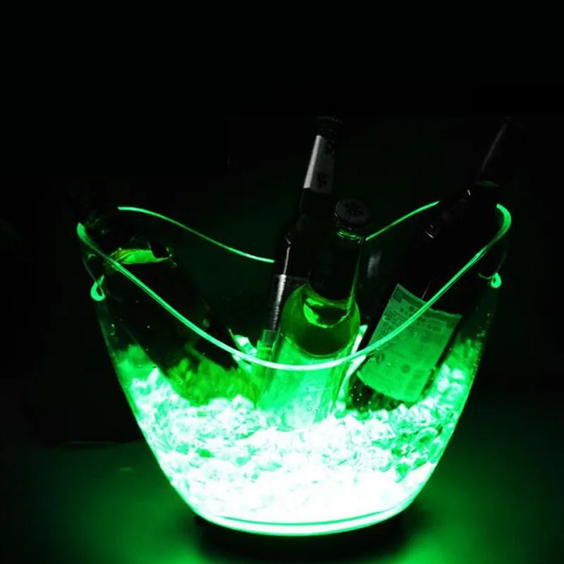 5 pieces/lot single color rechargeable luminous 4L LED ICE Bucket champagne beer ice bucket for bars decoration Free Shipping