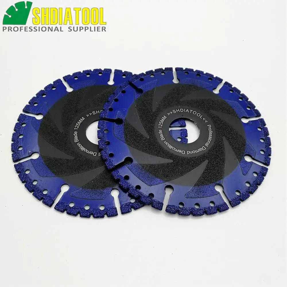 DIATOOL-Hoja de diamante soldado al vacío para todo uso, hoja de demolición de 5 "para piedra, hierro y acero, 125mm, 2 unidades