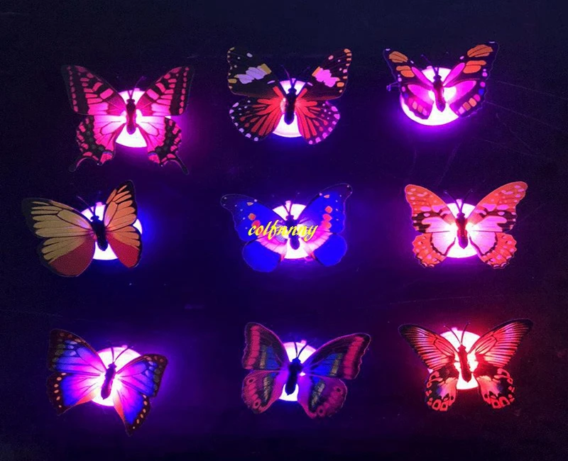 100pcs/lot FAST SHIPPING 7cm Wall stickers decoration LED lights butterfly Wall stickers 3D house decoration C2701