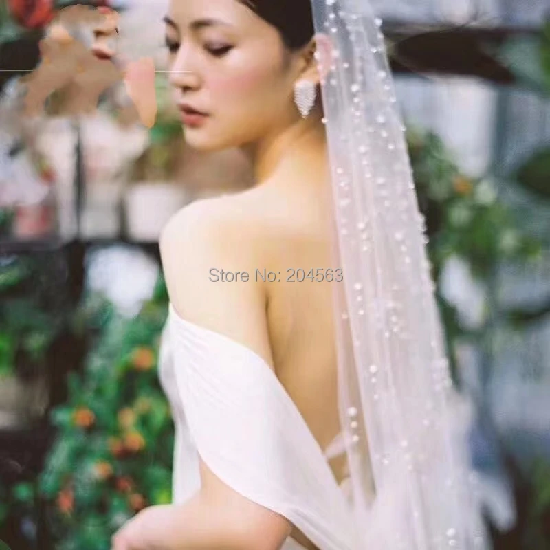 Unique Design Wedding Veil with Pearls Bridal Veils for Bride with Comb Wedding Accessories