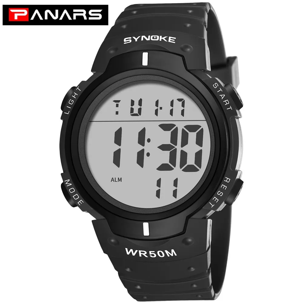 PANARS 9668 Men Digital Watch LED Display Waterproof Male Wristwatches Chronograph Calendar Alarm Sports Watch Relogio Masculino