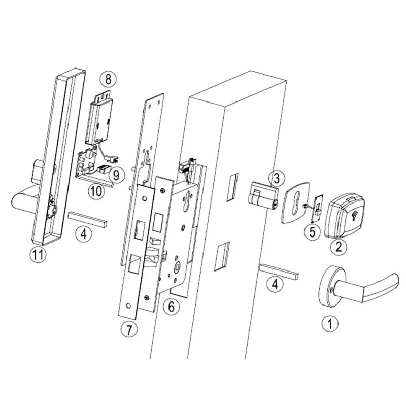 Lachco Smart Elektronische Deurslot Rfid Card Keyless Lock Klink Met Nachtschoot Rvs Silver Gratis-Stijl Handvat L16062BS