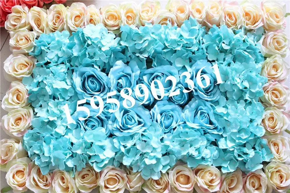 EMS Free Shipping 60*40cm Tiffany mix color Artificial silk rose flower wall wedding background lawn/pillar market decoration