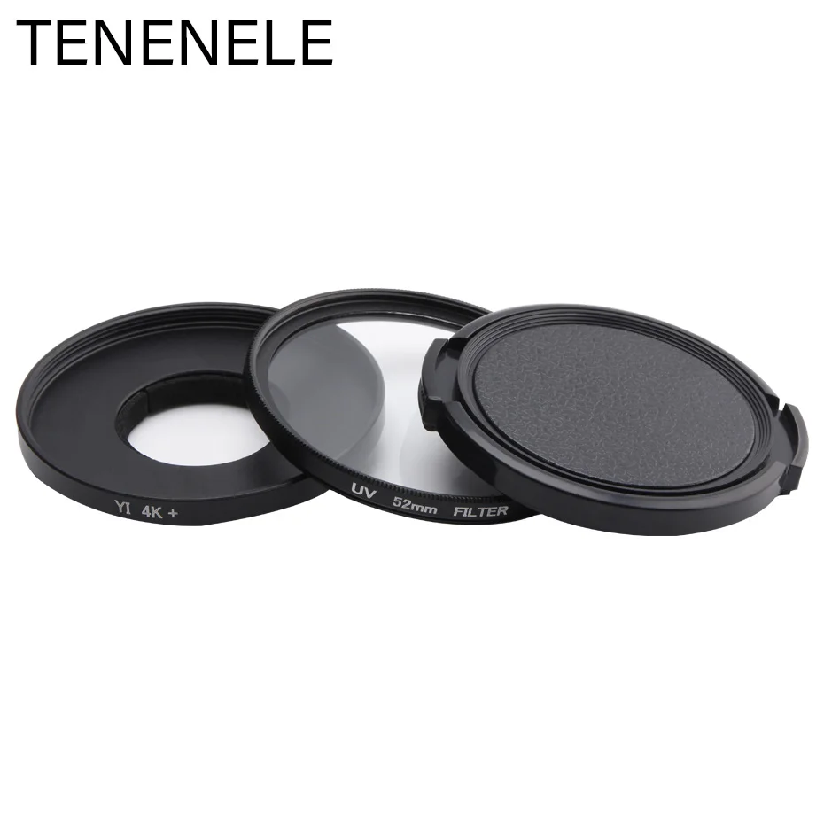 TENENELE 52mm XiaoYi I Filtri Della Fotocamera Cap + Filtro UV + Anello Adattatore Set Per Xiaomi Yi Lite 4 k plus + di Azione di Sport Della Macchina Fotografica Accessori