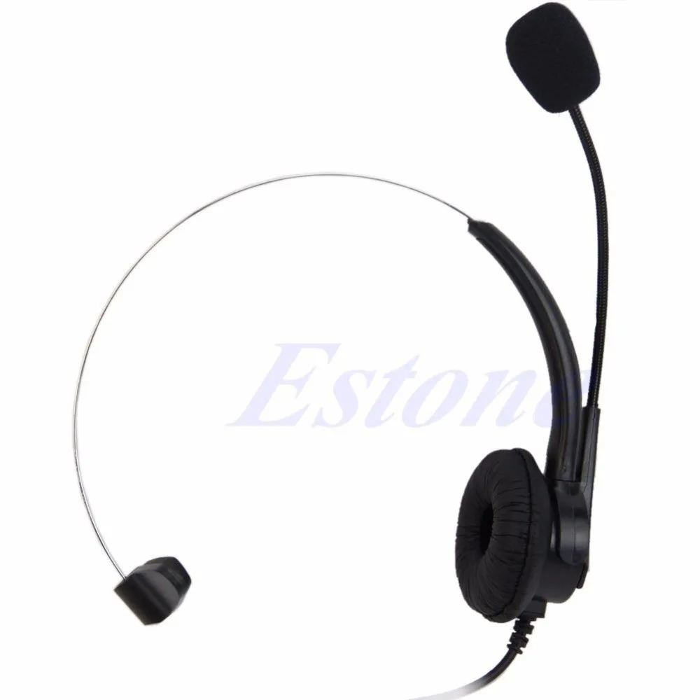 4-Pin RJ11 Corded Telephone Headset Call Center Operator Monaural Headphone