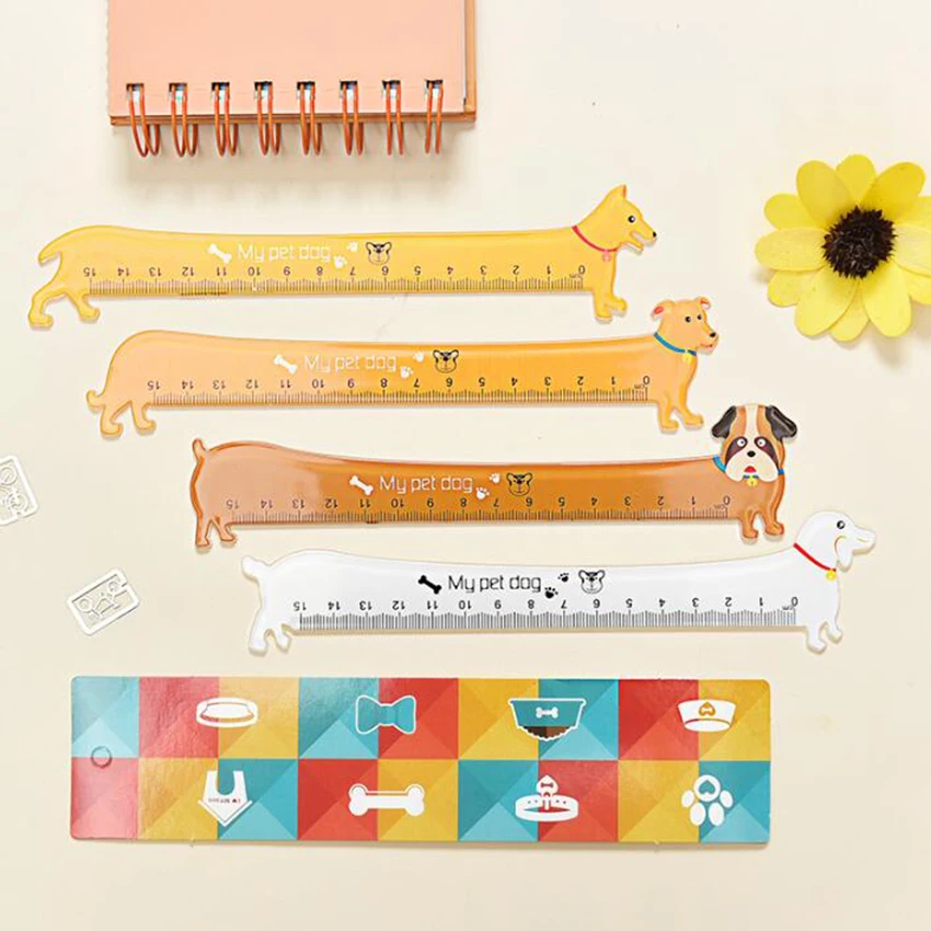 1pc Kawaii Long Dog design 15cm plastic straight ruler cute students\' DIY tools prize Good quality Global Wholesale