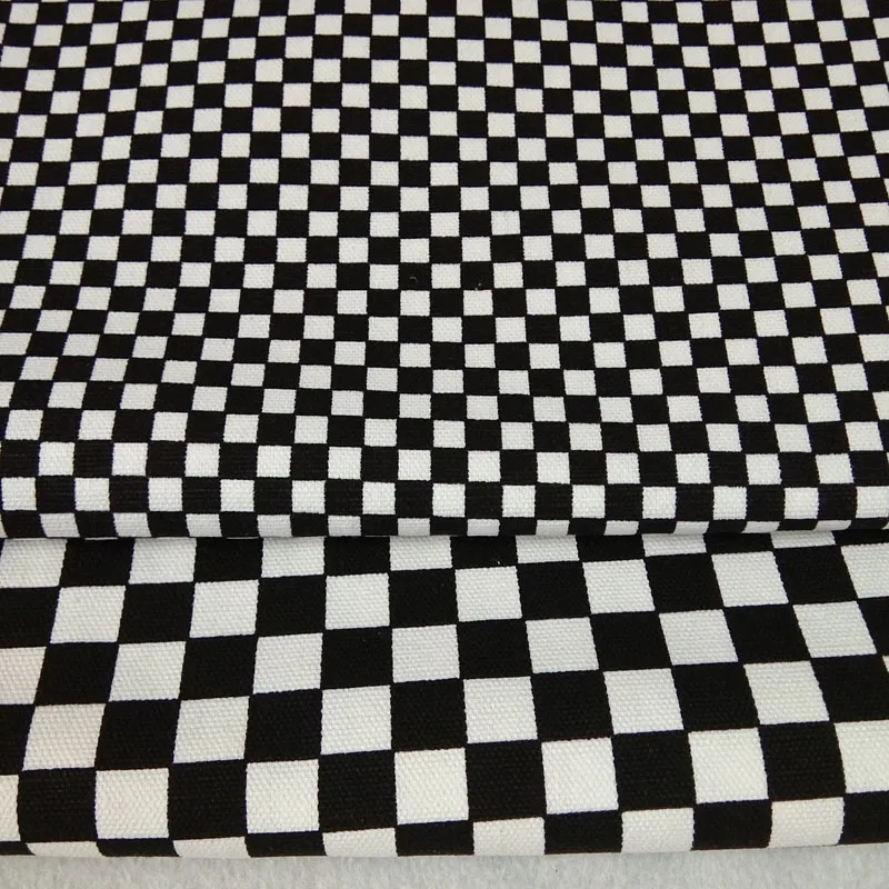 50x70cm Thick & Tough Black White Big Small Square Printed Canvas Cotton Fabric DIY Sewing tablecloth curtain pillow Home Decor