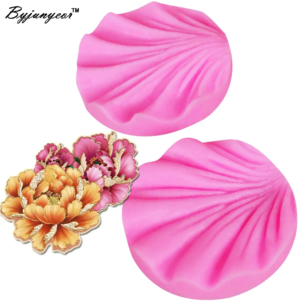 

M453 2pcs Peony Petal Flower Veiners Silicone Molds Fondant Sugarcraft Gumpaste Resin Clay Water Paper Cake Decorating Tools