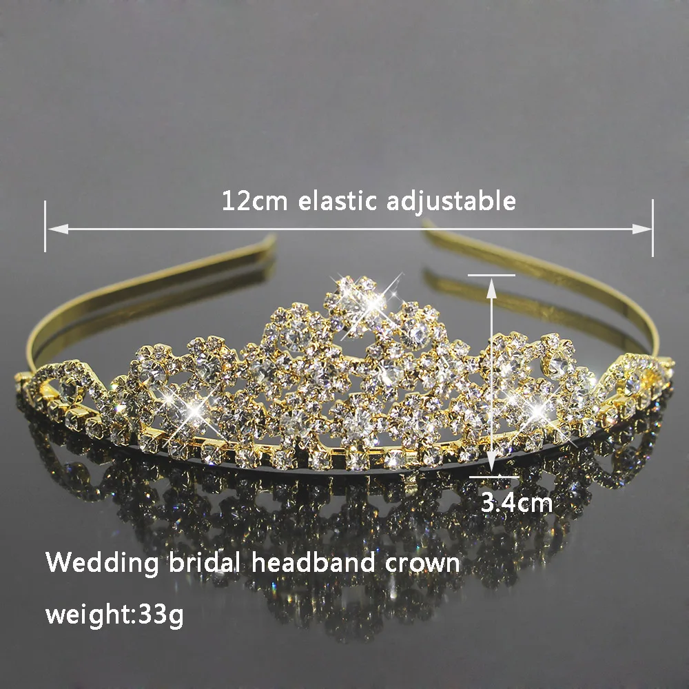 Bridal Crystal Princess Tiaras and Crowns Elegant Gold Hairbands Rhinestone Wedding Hair Jewelry Fashion Hair Accessories