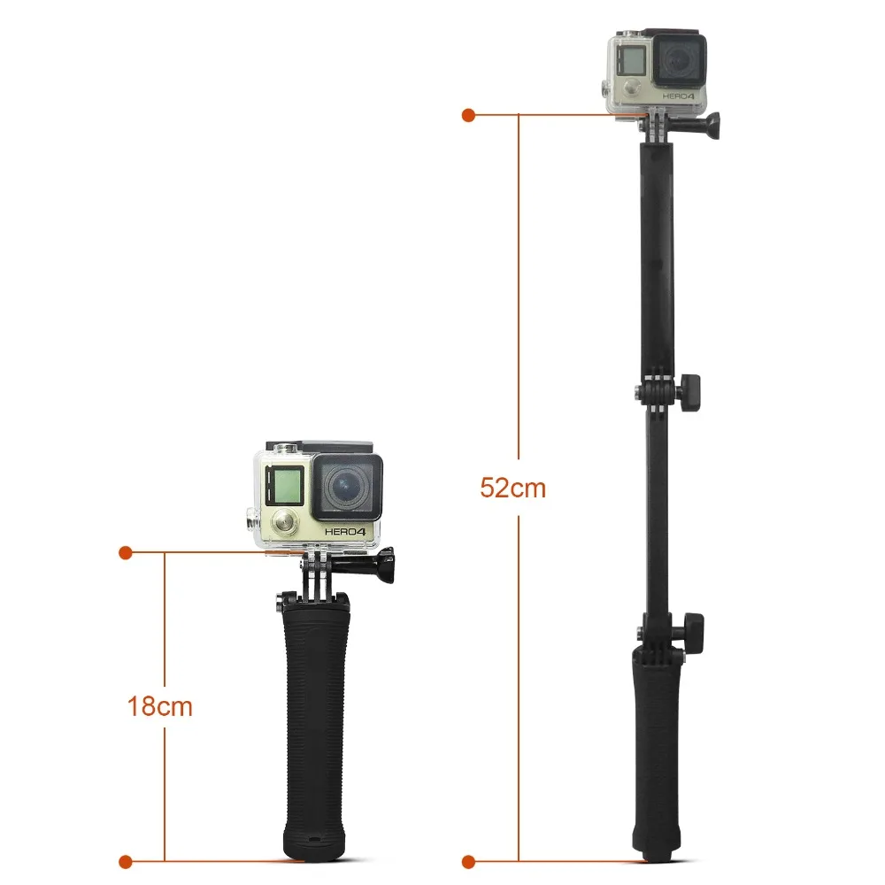 ยิงกันน้ำขาตั้งกล้อง 3Way Multi - function พับ Monopod สำหรับ Gopro Hero 5 3 + 4 เซสชัน SJ4000 Xiaomi Yi 4 พันอุปกรณ์เสริม
