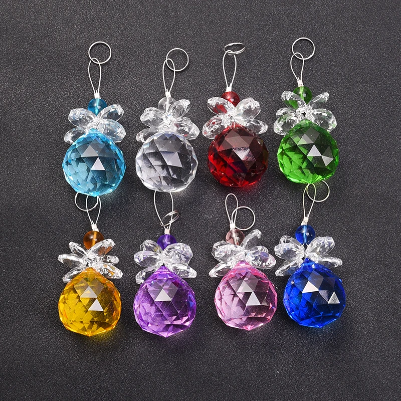 1PCS Crystal Suncatcher Ball Hanging Pendant Handmade DIY Ornament Wedding Home Decoration