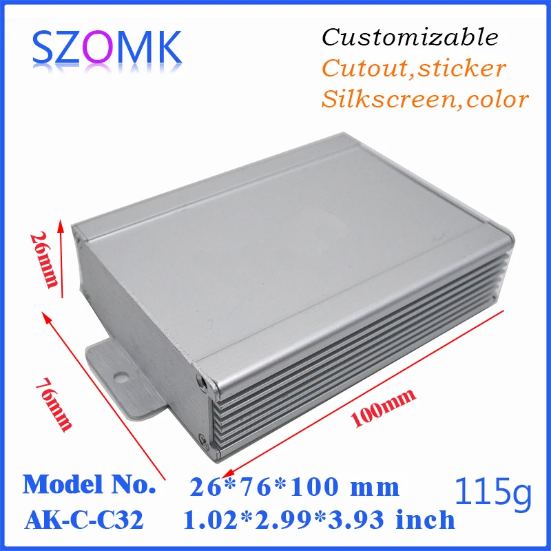 10Pcs szomk aluminium enclsoure PCB aluminum junction box 26*76*100mm wall mount equipment box aluminium extrusion enclosure