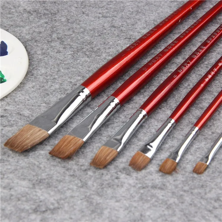 6pcs/Set Horsehair oil paint brush wholesale of art college entrance examination special Watercolor brush supplies Stationery