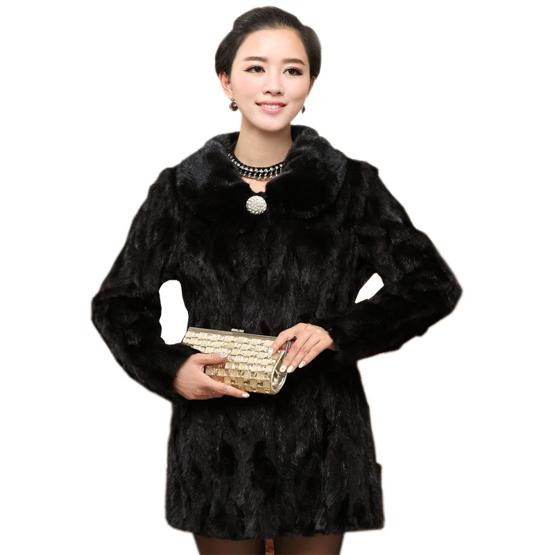 New style fashion fur coat,Genuine Leather,Turn down Collar,O-Neck ,good quality mink fur coat, women natural black coats of fur