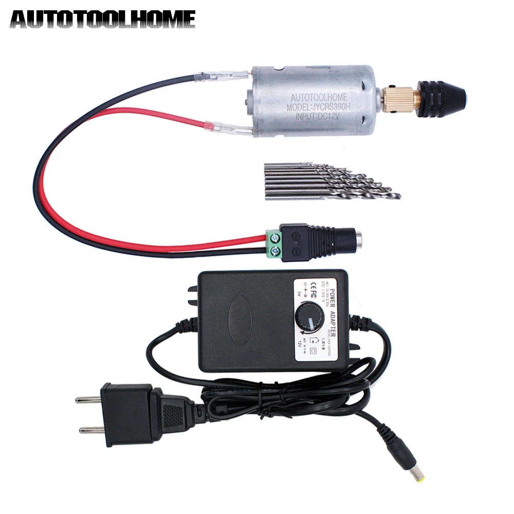 Mini broca manual conjunto de ferramentas elétricas dc 12v motor 0.5-3.5mm m8 mandril torção brocas caber metal macio madeira pcb pvb perfuração de plástico