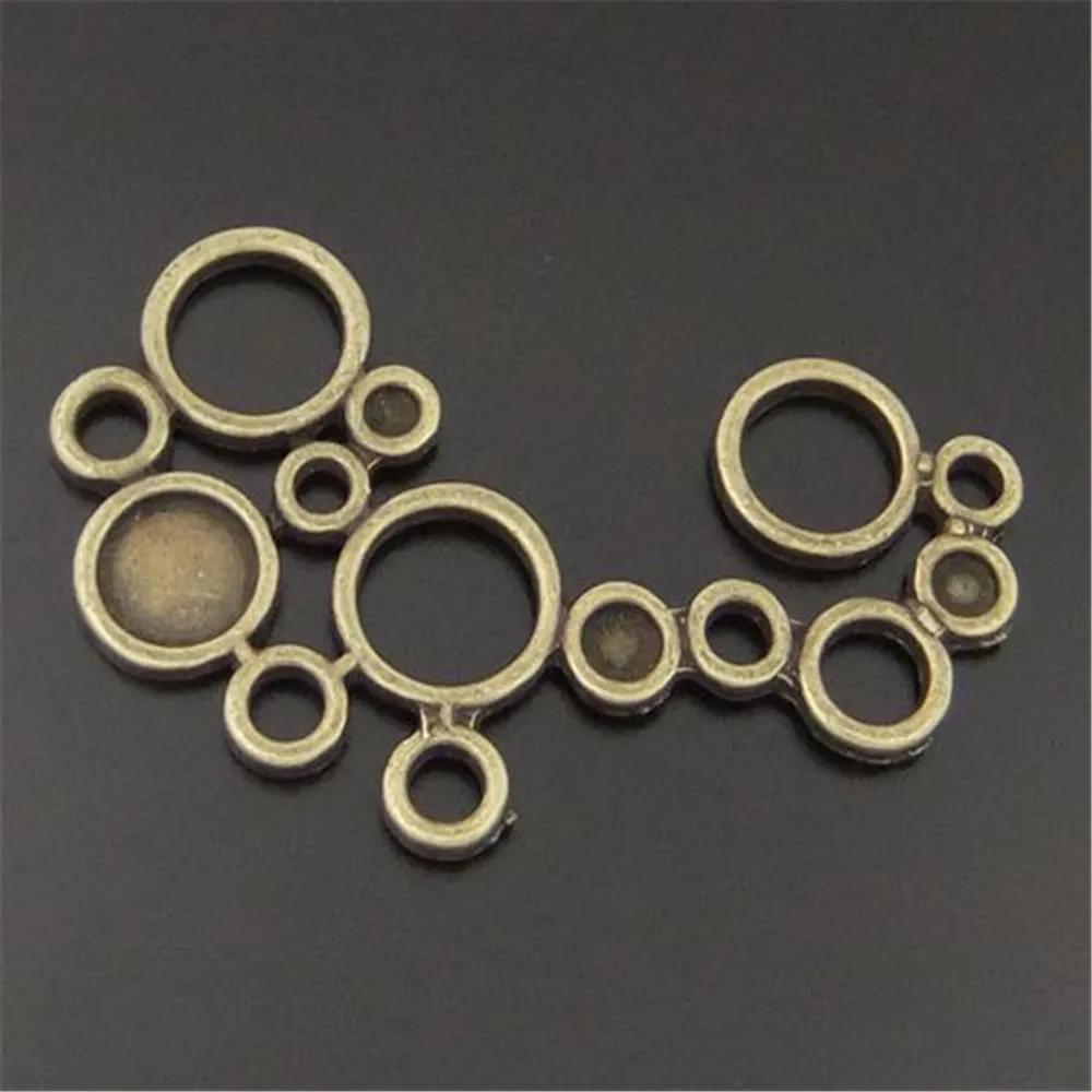 GraceAngie10PCS 2017 Top New Atq Bronze Simple Circle Bubble Charms Connectors  Key Chian Jewelry Accessories 56*32*2mm