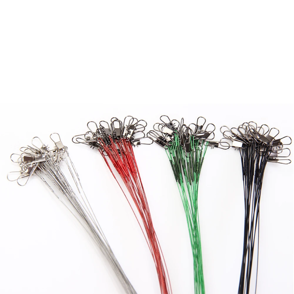 60pcs 15cm/20cm/25cm Fly Fishing Line Connector Leader Wire Assortment Sleeve and Swivel Stainless Steel Rolling Swivels