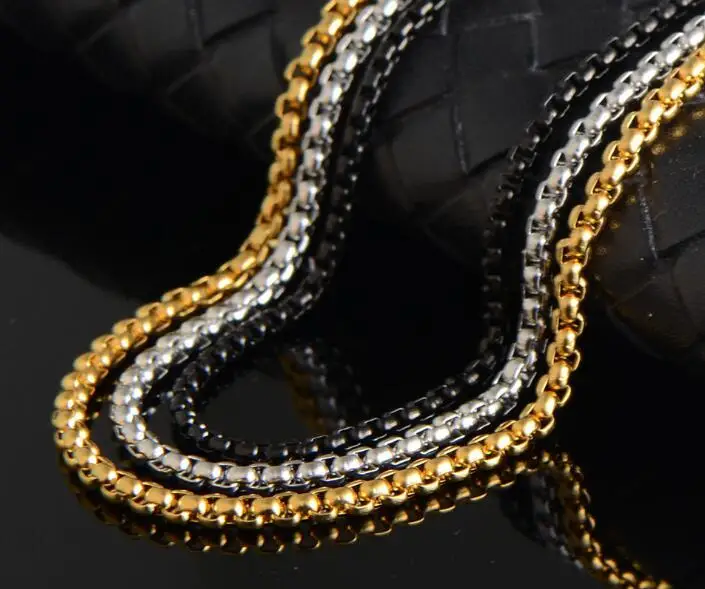 5pcs lot Stainless steel Rolo box chain link  Necklace Women Mens Jewelry 3mm 24 inch