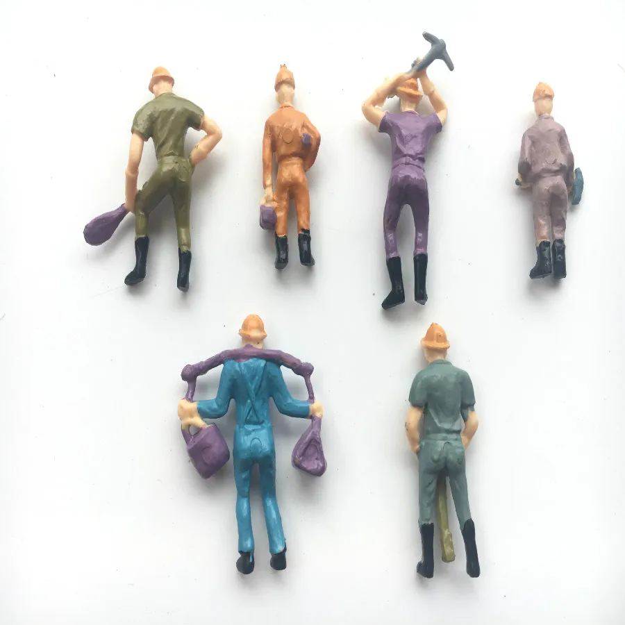 50pcs/lot 1:42 Scale Model Figures Color Painted Train Worker Figures Model People