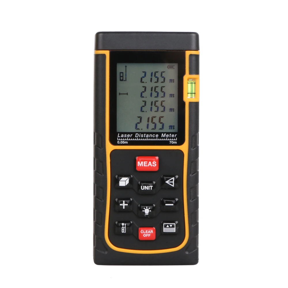 

Digital Laser distance meter Bigger Bubble level tool Rangefinder Range finder Tape measure 70m Area/Volume Angle Tester