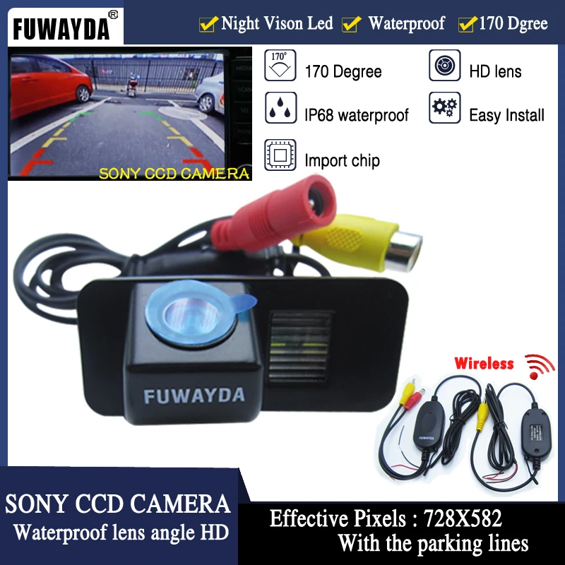 

FUWAYDA Wireless HD CCD Car Rear View Reverse Back Up Parking CAMERA for FORD MONDEO/FIESTA/FOCUS/S-Max/CHIA-X/KUGA WATERPROOF