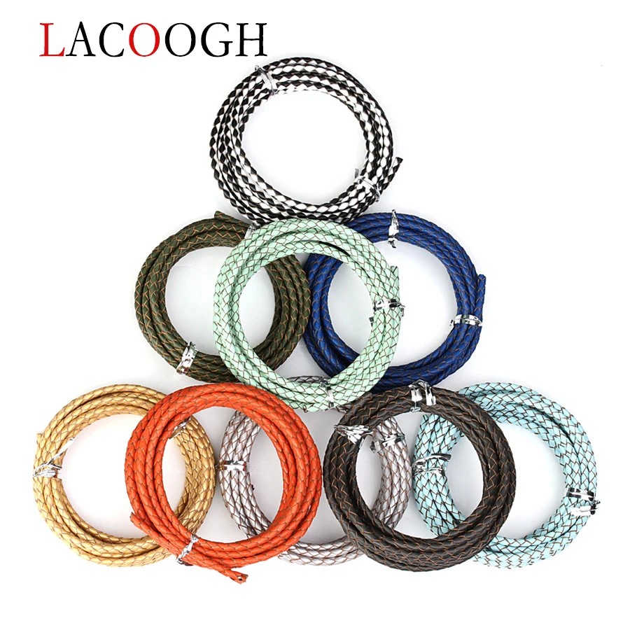 2yards/lots 3/4/6mm Genuine Braided Leather Cord for Leather Bracelet Making Round Leather Thread Rope Necklace Jewelry Making