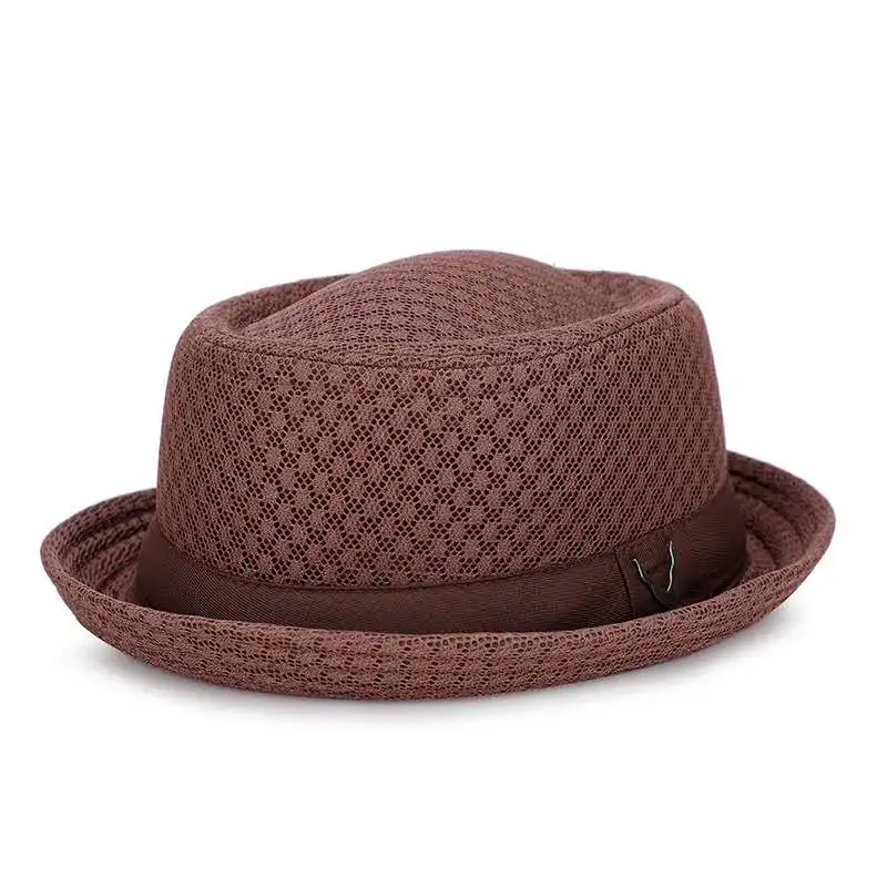 Chapeau de plage en maille respirante, style jazz anglais, plat, visière en paille, rétro, pliable, décontracté, Panama