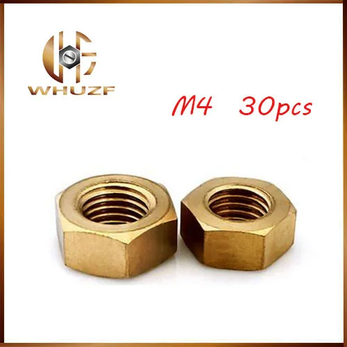 30PCS Cheap Copper Nut hex Nuts Brass Nuts M4 DIN934